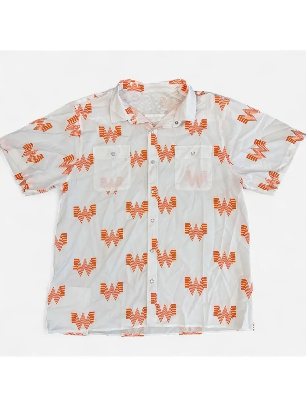 Whataburger logo western button down shirt with snaps